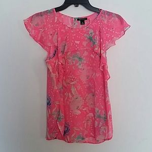 I Heart Ronson Floral Flutter Blouse